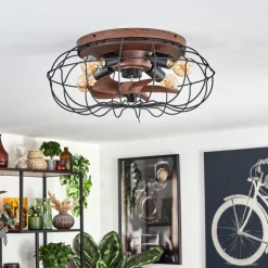 Plafonnier Wemude Brun, Noir, 4 lumières, Télécommandes