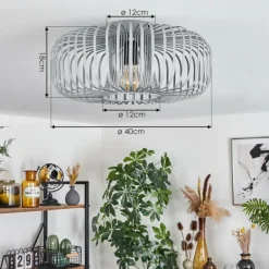 Plafonnier Wemude Gris, 1 lumière