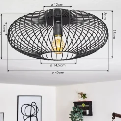 Plafonnier Wemude Noir, 1 lumière