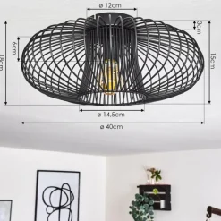 Plafonnier Wemude Noir, 1 lumière