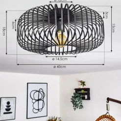 Plafonnier Wemude Noir, 1 lumière