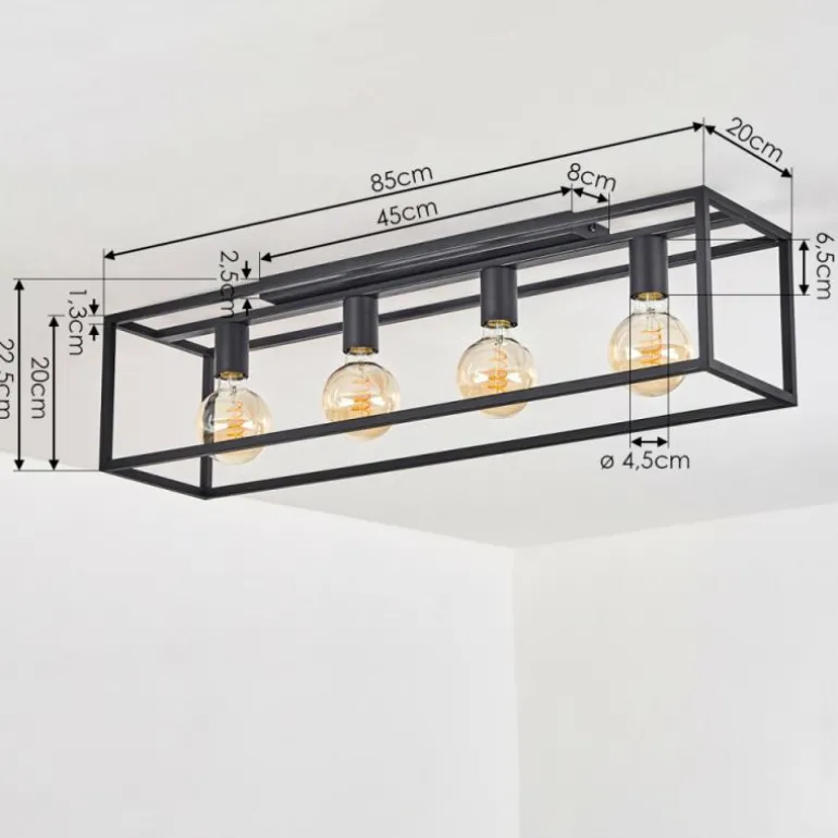 Plafonnier Wick Noir, 4 lumières
