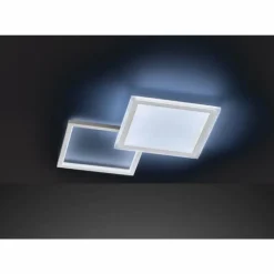 Plafonnier Wofi ZENIT LED Aluminium brossé, 2 lumières, Télécommandes