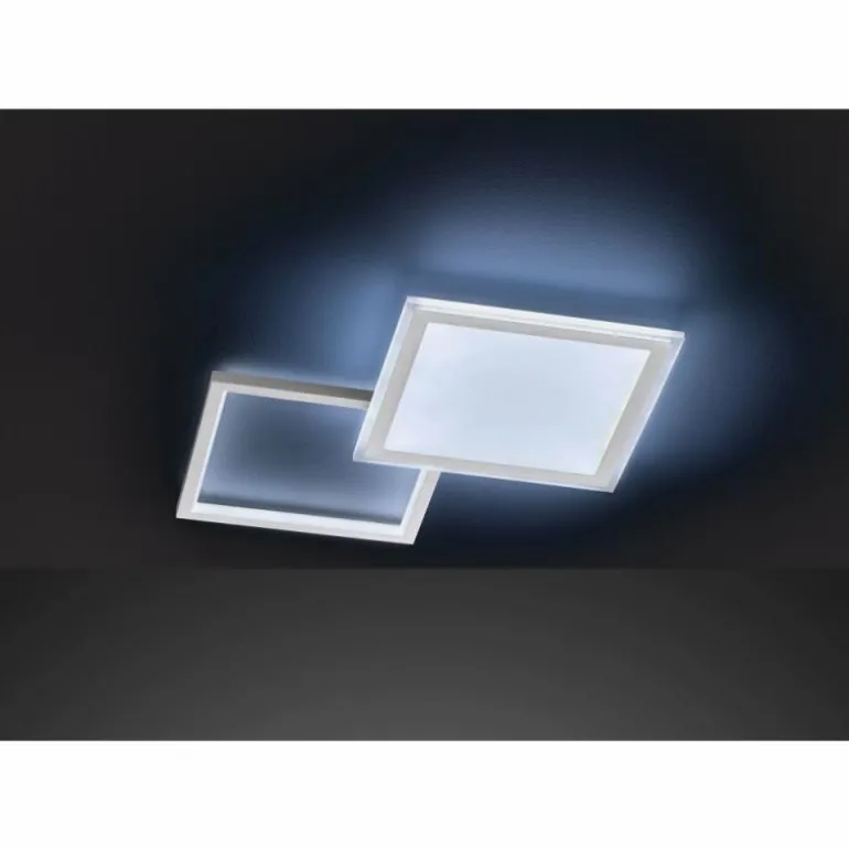 Plafonnier Wofi ZENIT LED Aluminium brossé, 2 lumières, Télécommandes
