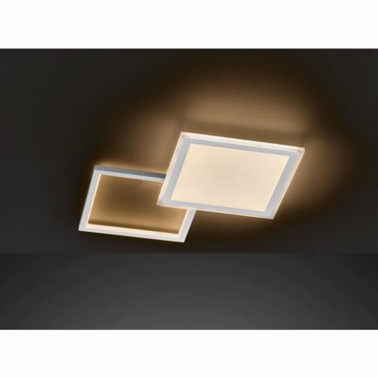 Plafonnier Wofi ZENIT LED Aluminium brossé, 2 lumières, Télécommandes