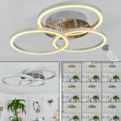 Plafonnier Xena LED Nickel mat, 1 lumière, Télécommandes