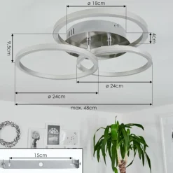 Plafonnier Xena LED Nickel mat, 1 lumière, Télécommandes