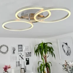 Plafonnier Xena LED Nickel mat, 1 lumière, Télécommandes