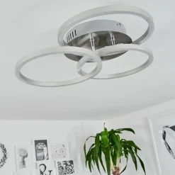 Plafonnier Xena LED Nickel mat, 1 lumière, Télécommandes