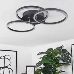 Plafonnier Xena LED Noir, 1 lumière, Télécommandes