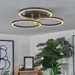 Plafonnier Xena LED Noir, 1 lumière, Télécommandes