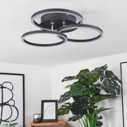 Plafonnier Xena LED Noir, 1 lumière, Télécommandes