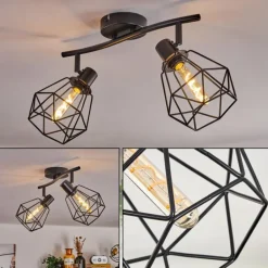 Plafonnier Yaak Noir, 2 lumières