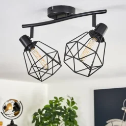 Plafonnier Yaak Noir, 2 lumières