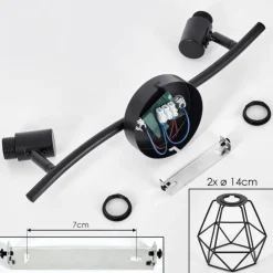 Plafonnier Yaak Noir, 2 lumières