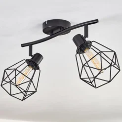 Plafonnier Yaak Noir, 2 lumières