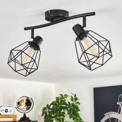 Plafonnier Yaak Noir, 2 lumières