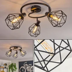 Plafonnier Yaak Noir, 3 lumières