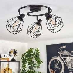 Plafonnier Yaak Noir, 3 lumières