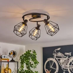 Plafonnier Yaak Noir, 3 lumières