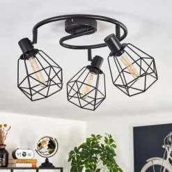 Plafonnier Yaak Noir, 3 lumières