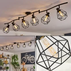 Plafonnier Yaak Noir, 6 lumières