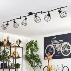 Plafonnier Yaak Noir, 6 lumières