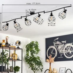 Plafonnier Yaak Noir, 6 lumières