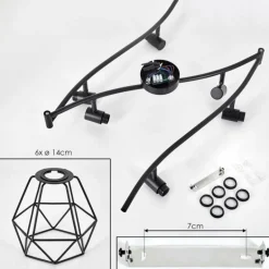 Plafonnier Yaak Noir, 6 lumières