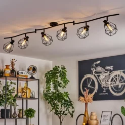 Plafonnier Yaak Noir, 6 lumières