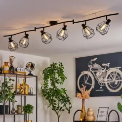 Plafonnier Yaak Noir, 6 lumières