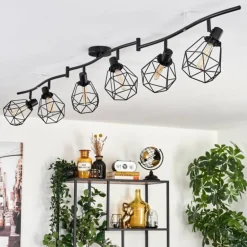 Plafonnier Yaak Noir, 6 lumières