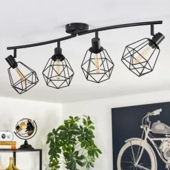 Plafonnier Yaak Noir, 4 lumières