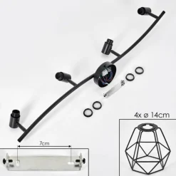 Plafonnier Yaak Noir, 4 lumières