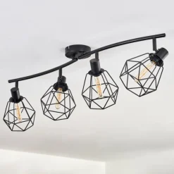 Plafonnier Yaak Noir, 4 lumières