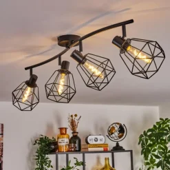 Plafonnier Yaak Noir, 4 lumières