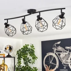 Plafonnier Yaak Noir, 4 lumières
