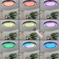 Plafonnier Zeballos LED Blanc, 1 lumière, Télécommandes, Changeur de couleurs