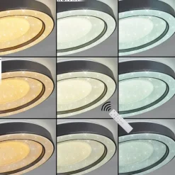 Plafonnier Zeballos LED Blanc, 1 lumière, Télécommandes, Changeur de couleurs