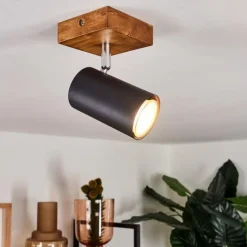 Plafonnier Zuoz Bois clair, 1 lumière