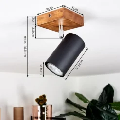 Plafonnier Zuoz Bois clair, 1 lumière