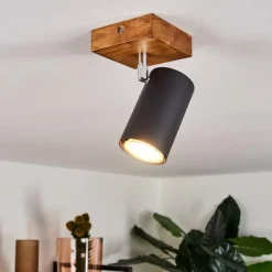 Plafonnier Zuoz Bois clair, 1 lumière