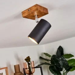 Plafonnier Zuoz Bois clair, 1 lumière