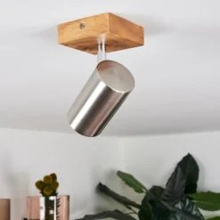 Plafonnier Zuoz Bois clair, 1 lumière