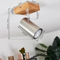 Plafonnier Zuoz Bois clair, 1 lumière