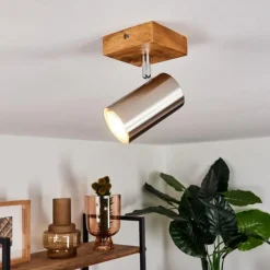 Plafonnier Zuoz Bois clair, 1 lumière