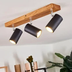 Plafonnier Zuoz Bois clair, 3 lumières