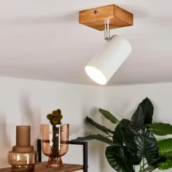 Plafonnier Zuoz Bois clair, 1 lumière