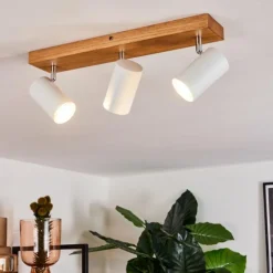 Plafonnier Zuoz Bois clair, 3 lumières