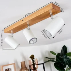 Plafonnier Zuoz Bois clair, 3 lumières